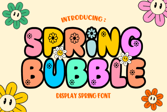 Spring Bubble: A Cheerful Display Font for Branding with Vintage Charm
