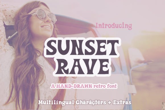 Sunset Rave: A Hand-Drawn Retro Display Font for Crafters